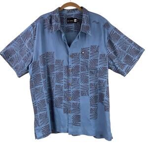 Sig Zane Mens 100% Linen Hawaiian Shirt Size XL Blue Tropical Vacation